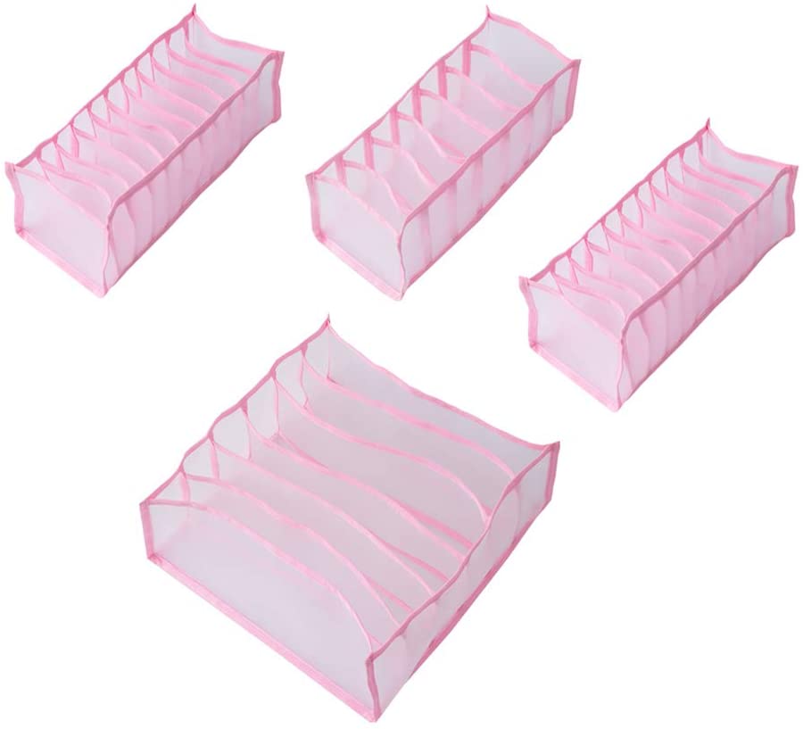 Photo 1 of 2 Set Socks Storage Box, Foldable Drawer Organizer Storage Dividers, Drawer Dividers Closet Organizer Storage Box for Underwear Bras Socks Panties (Total 35 Cells, Pink)

