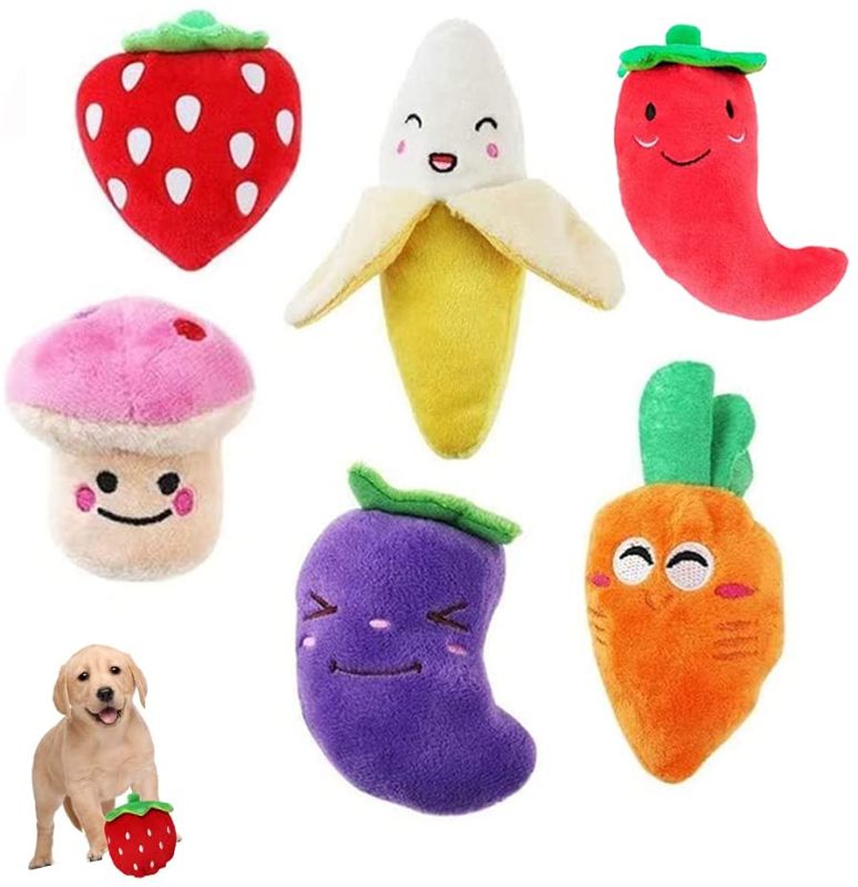 Photo 1 of Squeaky Dog Toys, 6 Pack Chew Toys for Medium Small Puppy Cute Plush Toys Stuffed Dog Cat Training Toys with Squeakers for Anxiety Relief
