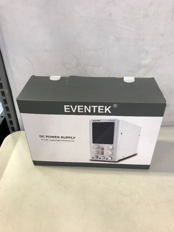 Photo 2 of DC Power Supply Variable 30V 5A, eventek Adjustable Switching DC Regulated Bench Power Supply with 4-Digits LED Display, USB Interface, Alligator Cord/Test Lines (30V 5A, White) FACTORY SEALED