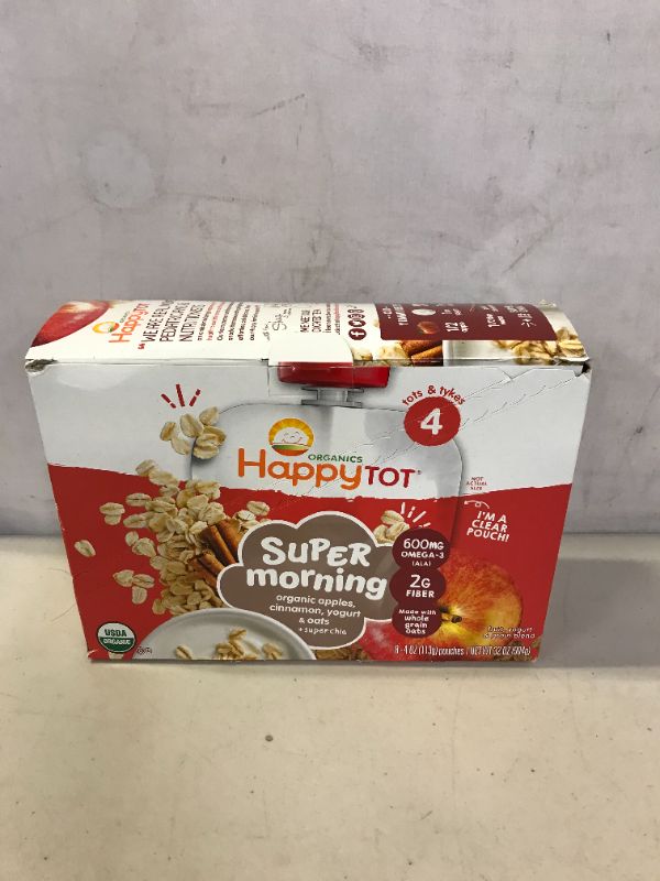 Photo 2 of Happy Tot Organics Super Morning Stage 4, Apple Cinnamon, Yogurt, Oats + Super Chia, 4 Ounce Pouch (Pack of 8) BEST BY 04.13.2023