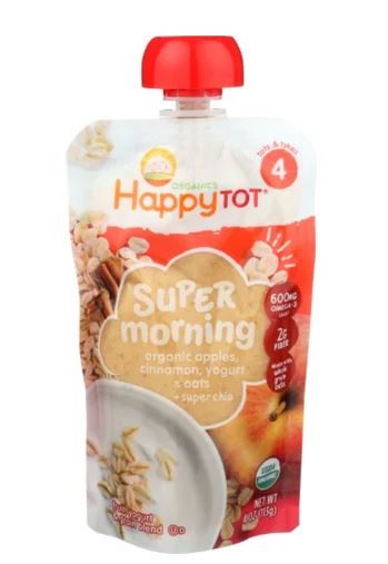 Photo 1 of Happy Tot Organics Super Morning Stage 4, Apple Cinnamon, Yogurt, Oats + Super Chia, 4 Ounce Pouch (Pack of 8) BEST BY 04.13.2023