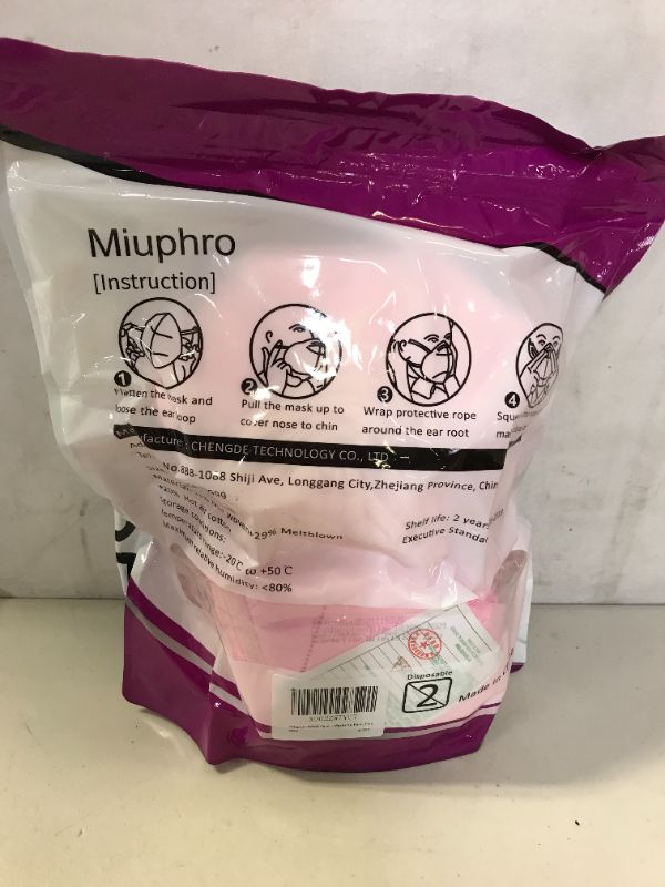 Photo 3 of Miuphro KN95 Face Mask, 5-Layer Design Cup Dust Safety KN95 Masks 50 Pack, Pink
