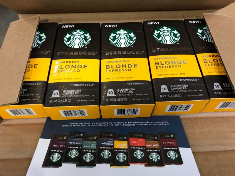 Photo 2 of 
Starbucks by Nespresso Blonde Roast Espresso (50-count single serve capsules, compatible with Nespresso Original Line System) EXP 03/29/2022
