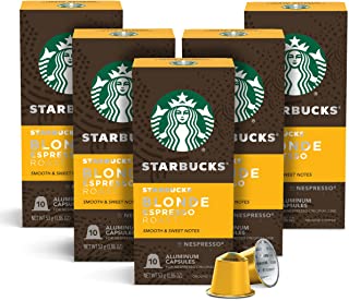 Photo 1 of 
Starbucks by Nespresso Blonde Roast Espresso (50-count single serve capsules, compatible with Nespresso Original Line System) EXP 03/29/2022
