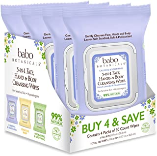 Photo 1 of Babo Botanicals Calming 3-in-1 Face, Hand & Body Cleansing Wipes - with French Lavender & Meadowsweet - For Babies, Kids & Adults with Sensitive Skin - 30 ct. - 4-Pack
DAMAGES TO PACKAGING 