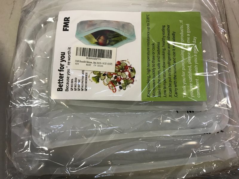 Photo 1 of FMR Reusable Silicone Food Storage Bags - Silicone Snack And Food Bags?Sous Vide Bags for Fruits,Vegetables,Meats,Sandwich, Portable, Leakproof Lunch Bags, Freeze, Eco-friendly (White, 65OZ+21OZ+15OZ)
