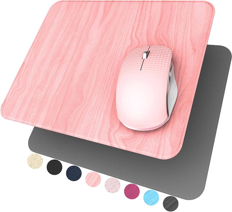 Photo 1 of Hard Mouse Pad,Ultra Thin Wood-Textured PU Leather Mouse Mat,Waterproof Non-Slip Rubber Base Mousepad for Office/Home/Gaming(Coral Red), 3 COUNT 