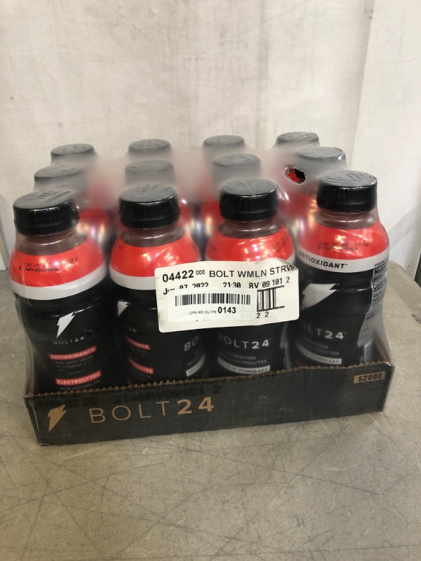 Photo 1 of BOLT24 Antioxidant, Advanced Electrolyte Drink Fueled by Gatorade, Vitamin A & C, Watermelon Strawberry, No Artificial Sweeteners or Flavors, Great for Athletes, 16.9 Fl Oz, (12 Pack), EXP 06/07/22
