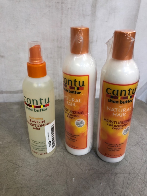 Photo 1 of 3PC HAIR CARE LOT, Cantu Shea Butter Moisturizing Curl Activator Cream (2 Pack of 12 Oz.), 
Cantu Hydrating Leave in Conditioning Mist with Shea Butter, 8 fl oz (Packaging May Vary)
