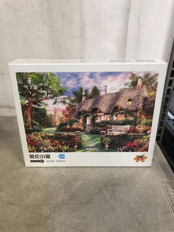 Photo 2 of 1000 Piece Puzzle for Adult 3D Visual Spring Jigsaw Puzzle Cottage Fall Landscape with Flower-Large Size 27.56” x 19.66”, Thicken Cardboard for Gift
