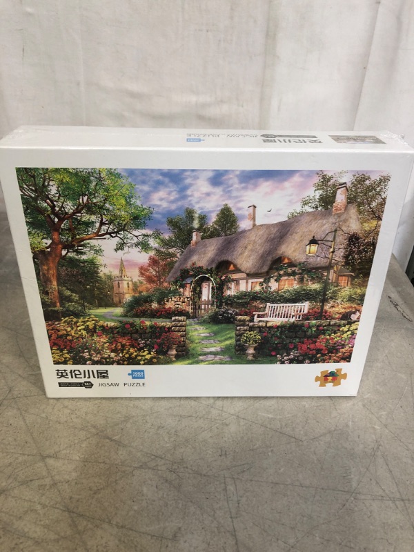 Photo 2 of 1000 Piece Puzzle for Adult 3D Visual Spring Jigsaw Puzzle Cottage Fall Landscape with Flower-Large Size 27.56” x 19.66”, Thicken Cardboard for Gift
