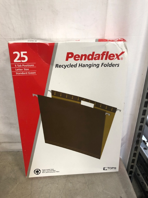 Photo 2 of Pendaflex Hanging File Folders, Letter Size, 25 Per Box (81602), Standard Green - 1/5 Tabs & File Folders, Letter Size, 8-1/2" x 11", Classic Manila, 1/3-Cut Tabs in Left, Right, 100 Per Box (65213)
