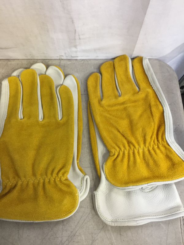 Photo 3 of AOUCHI 2 PCS Work Gloves Cowhide Leather for Riding Garden Driving Welding Large
size L