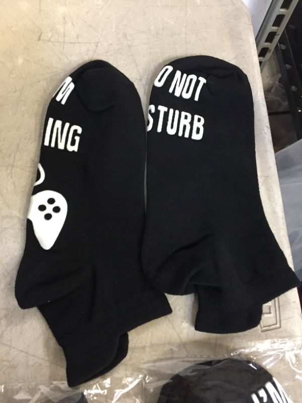 Photo 3 of Do Not Disturb Gaming Socks, Gamer Socks Funny Gifts for Teenage Boys Mens Womens Father Dad Hunband Sons Kids Game Lovers
3 pack (size unknown)