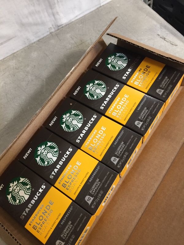 Photo 1 of Starbucks by Nespresso Blonde Roast Espresso (50-count single serve capsules, compatible with Nespresso Original Line System) (factory sealed) 
Exp 3/25/2022
