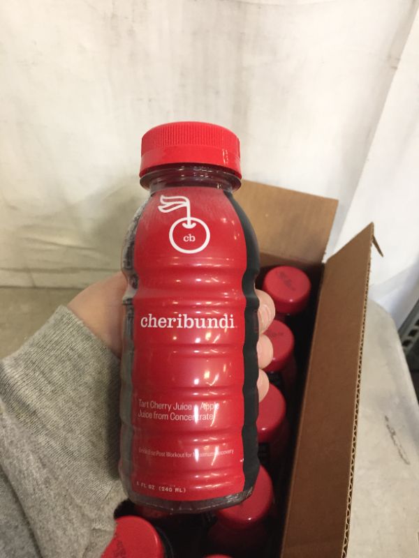 Photo 1 of Cheribundi ORIGINAL Tart Cherry Juice - 50 Tart Cherries Per 8 Fl Oz Serving (Pack of 12), 100% Juice Naturally Sweetened, Hint of Apple, Reduce Soreness, Recover Faster, Boost Immunity, Improve Sleep
exp 1/20/2023