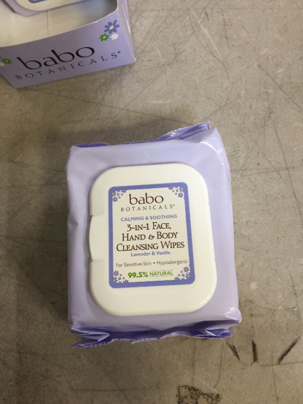 Photo 3 of Babo Botanicals 3-in-1 Calming Face, Hand, Body Wipes - Lavender & Meadowsweet (4 Pack)
