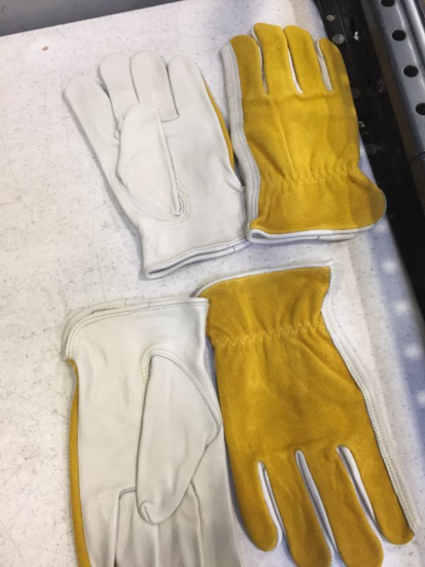 Photo 2 of AOUCHI 2 PCS Work Gloves Cowhide Leather for Riding Garden Driving Welding Large
size L