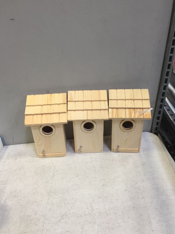 Photo 2 of 3 Pack Bird House - Bluebird, Finch, Wren, Chickadee, Tree Swallow Bird, Wild Birds, Woodpecker House, Unfinished Wood DIY Project |
