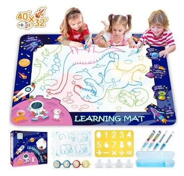 Photo 1 of HISTOYE Aqua Magic Water Doodle Mat for Kids Large 40 X 32 Inch Water Drawing Mat for Toddlers Painting Coloring Mat Pad with Pens Learning Educational Toys for 3 4 5 6 7 8+ Year Old Boys Girls Gifts
