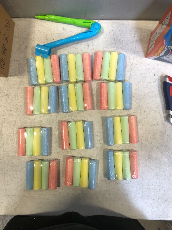 Photo 1 of sidewalk chalk educational, great gift for kids or artist, compass chalk holder, 48 pieces jumbo chalk, 5 brochures step by step drawing learning educational for kids
