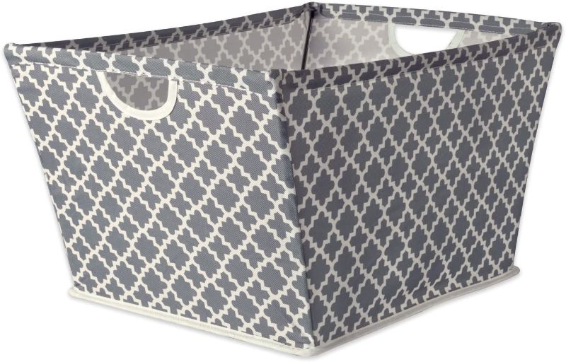 Photo 1 of DII Collapsible Polyester Trapezoid Storage Basket, Home Organizational Solution for Office, Bedroom, Closet, & Toys (Large - 20x14x11") Gray Lattice
