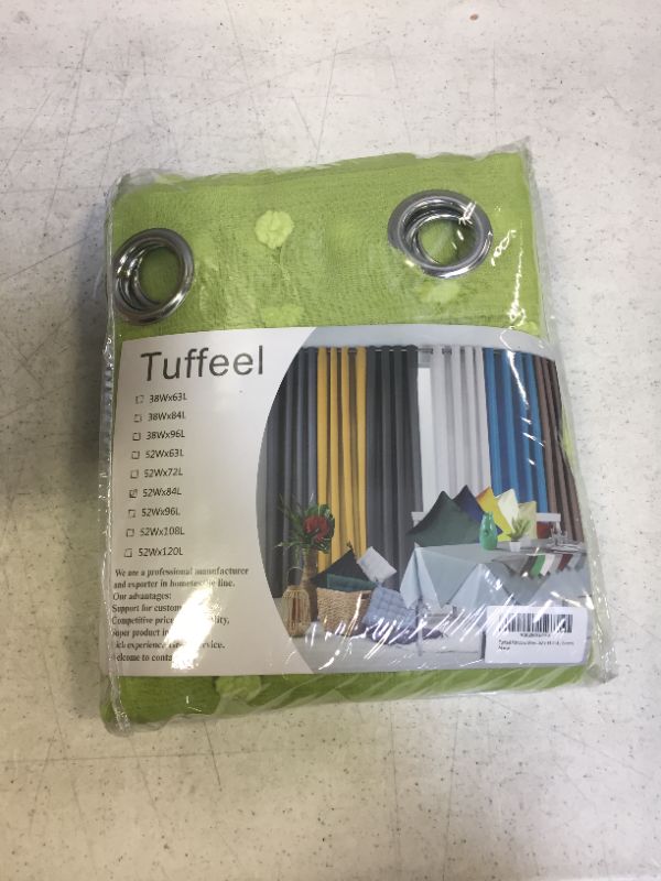 Photo 1 of Tuffeel Window Sheer Curtains 63 Inch Length 2 Panels Pompom Dot Textured Semi Bedroom Decor (52 x 84 Inch, Green)