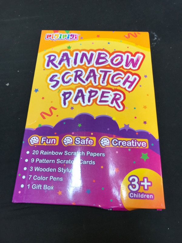 Photo 2 of QXNEW Art and Craft Gift for Kids - Magic Scratch Rainbow Paper Art Set for Girls Boys Activity Coloring Doodle Drawing Pad Card Board Supply Kit for Children Teen Birthday Toy
