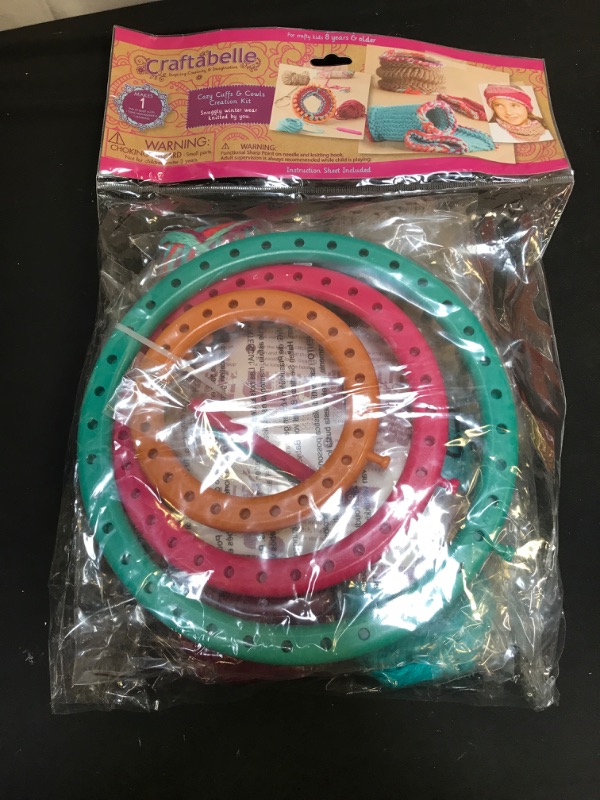 Photo 1 of Craftabelle – Cozy Cuffs & Cowls Creation Kit – Beginner Knitting Kit – 9pc Weaving Set with Circular Loom and Accessories – DIY Craft Kits for Kids 8 Years +
