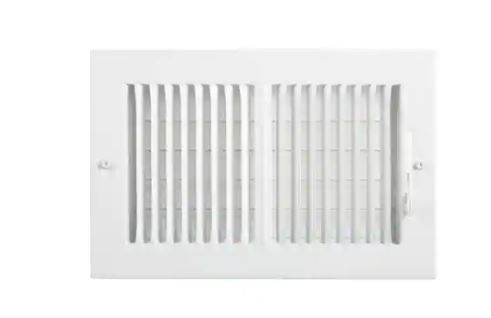 Photo 1 of 10 in. x 6 in. 2-Way Steel Wall/Ceiling Register in White