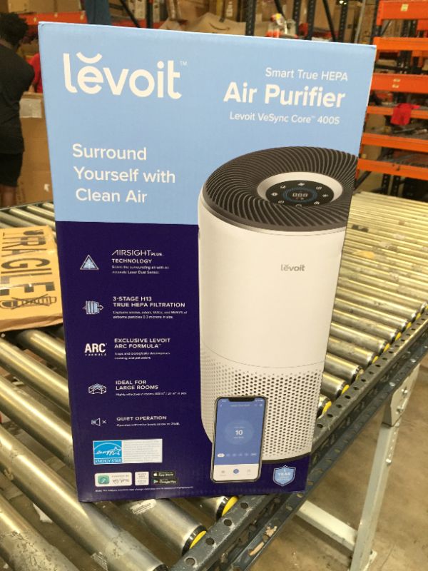 Photo 2 of LEVOIT Air Purifiers for Home Large Room, Smart WiFi and PM2.5 Monitor H13 True HEPA Filter Removes Up to 99.97% of Particles, Pet Allergies, Smoke, Dust, Auto Mode, Alexa Control, 1005 sq.ft, White
[[ FACTORY SEALED ]]