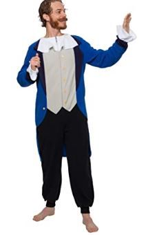 Photo 1 of FUNZIEZ! Colonial Pilgrim Costume - Adult One Piece- Patriot Pajamas (Blue) 2PK
