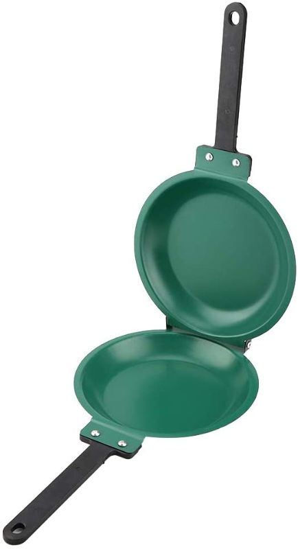 Photo 1 of Double Side Pan, Double-Sided Non-Stick Ceramic Clamshell Pancake Maker Home Kitchen Cookware Pancake Omelet French Toast (Green)
