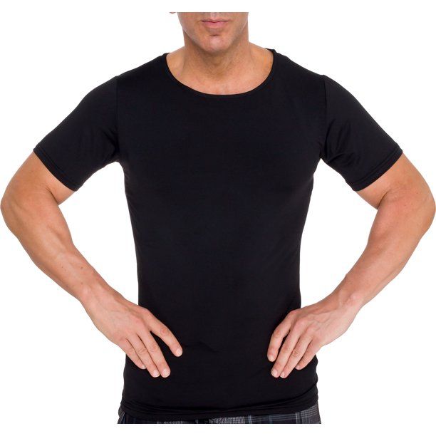 Photo 1 of LISH Mens Slimming Light Compression Crew Neck Shirt - Short Sleeve Body Shaper T-Shirt for Weight Loss
