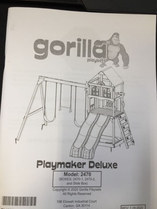 Photo 2 of Gorilla Playsets 01-1057 Playmaker Deluxe Wooden Swing Set with Vinyl Canopy Roof, Dual Wave Slides, and Rock Climbing Wall, Redwood Stained Cedar (Amazon Exclusive) --- ACCESSORY BOX ONLY ---- MISSING REST OF PLAYSET 
