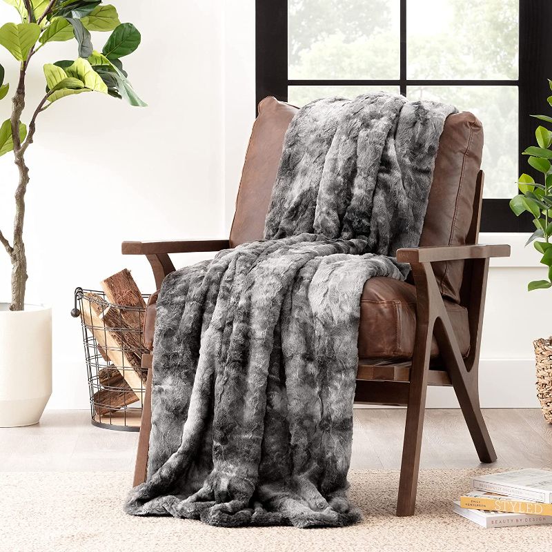 Photo 1 of Chanasya Super Soft Fuzzy Faux Fur Throw Blankets - Fluffy Plush Lightweight Cozy Snuggly with Sherpa for Couch Sofa Living Room Bedroom - Grey Fall & Winter Home Decor (50x65 Inches) Gray Blanket
