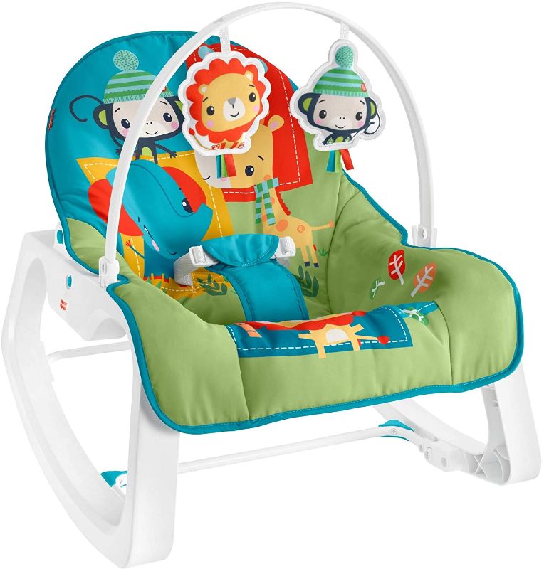 Photo 1 of Fisher-Price Infant-to-Toddler Rocker - Colorful Jungle, Baby Rocking Chair with Toys for Soothing or Playtime from Infant to Toddler

