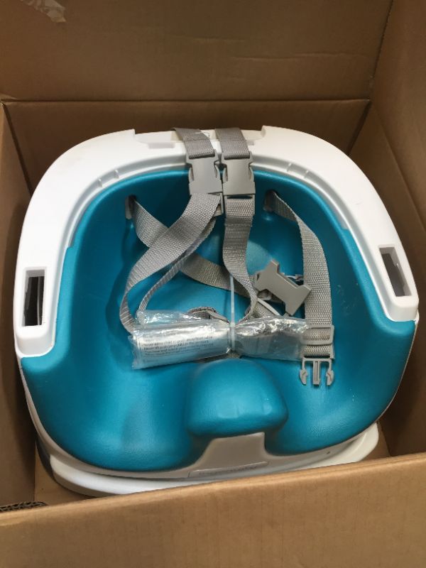 Photo 3 of Ingenuity Baby Base 2-in-1 Booster Feeding and Floor Seat with Self-Storing Tray - Peacock Blue.