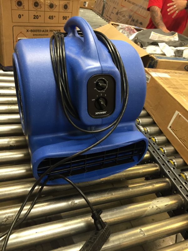 Photo 5 of XPOWER X-800TF 3/4 HP Air Mover, Carpet Dryer, Floor Fan, Utility Blower - with 3-Hour Timer and Filter Kit- Blue
