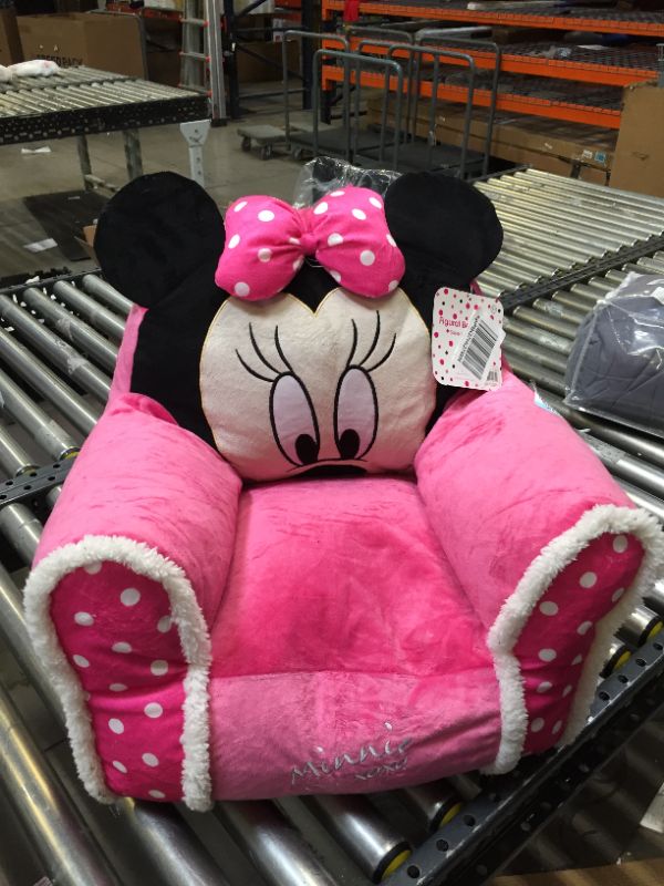 Photo 3 of Disney Minnie Mouse Kids Figural Bean Bag Chair with Sherpa Trimming
