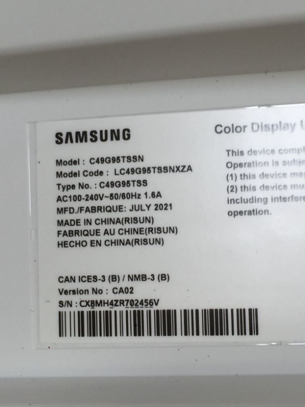 Photo 2 of SAMSUNG 49-inch Odyssey G9 Gaming Monitor | QHD, 240hz, 1000R Curved, QLED, NVIDIA G-SYNC & FreeSync | LC49G95TSSNXZA Model
