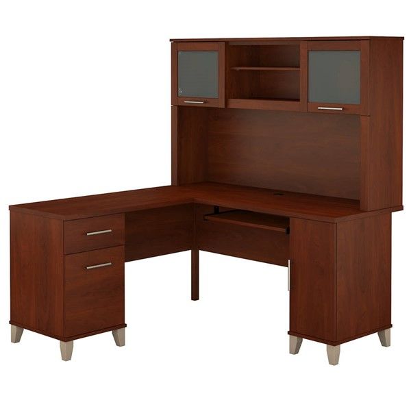 Photo 1 of Bush Furniture Somerset Hansen Cherry 60W L-Desk with Hutch BOX 2 OF 2 
