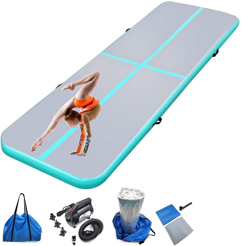 Photo 1 of Air mat Tumbling track 13ft Gymnastics Mat Thickness 4 inches for Home Use/Gym/Yoga/Training/Cheerleading/Outdoor/Beach/Park/Water/Kid with Electric Air Pump Carry Bag

