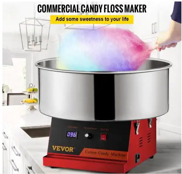 Photo 1 of 19.7 in. Dia Red Cotton Candy Machine 1050 Watt Commercial Candy Floss Maker with Stainless Steel Bowl and Sugar Scoop
