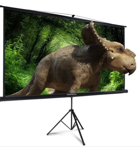 Photo 1 of 100 Inch Outdoor Projector Screen With Stand For Movie Projection, Large 16:9 White Movie Screen, Portable Video Projection Screen For Home Theater, Office Meeting, Outdoor Advertising Camping And Etc
