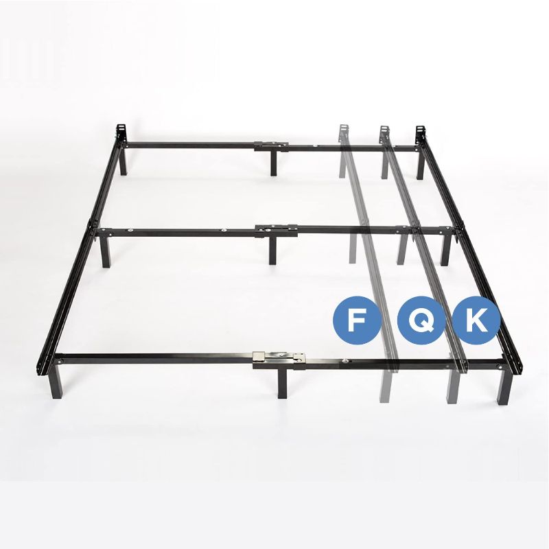 Photo 1 of ZINUS Compack Metal Adjustable Bed Frame / 7 Inch Support Bed Frame for Box Spring and Mattress Set, Full/Queen/King
PACKAGE DAMAGE 