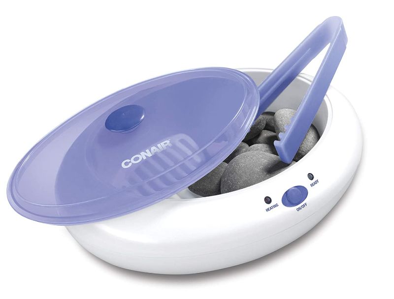 Photo 1 of Conair Hot Stone Massage Hot Stone Massage Kit Relax Muscles Improve Circulation Rejuvenate Your Body, White/Purple, 1 Count
