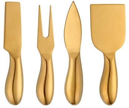 Photo 1 of Stainless Steel 18/10 Cheese Desert Knives, Baikai Gold Breakfast Butter Knife, Slicer Sandwich Spreader … (Cheese Knife Set-Gold)