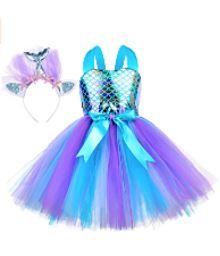 Photo 1 of Tutu Dreams 4 Colors Mermaid Dress for Girls with Headband Birthday Party Gifts Dress Up Clothes LARGE 