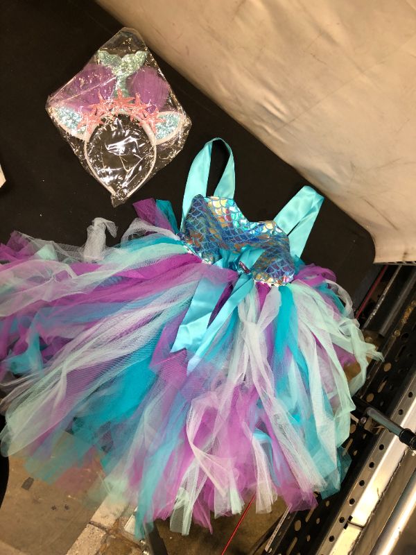 Photo 2 of Tutu Dreams 4 Colors Mermaid Dress for Girls with Headband Birthday Party Gifts Dress Up Clothes LARGE 